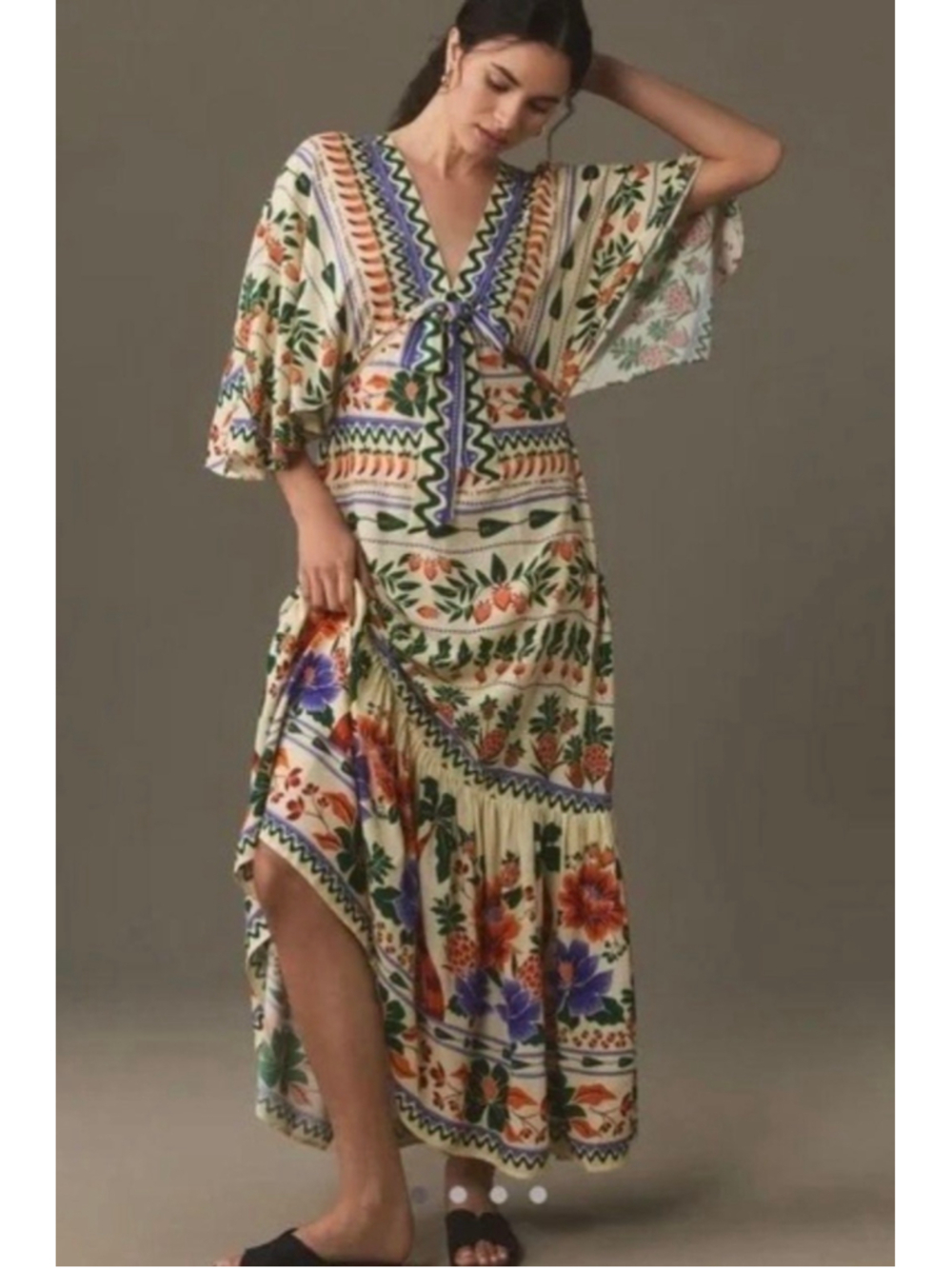 Farm Rio V-Neck Kaftan Maxi Dress Size S NWT
